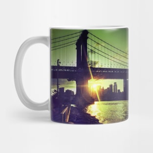 Manhattan Bridge Skyline Sun Brooklyn New York City Mug